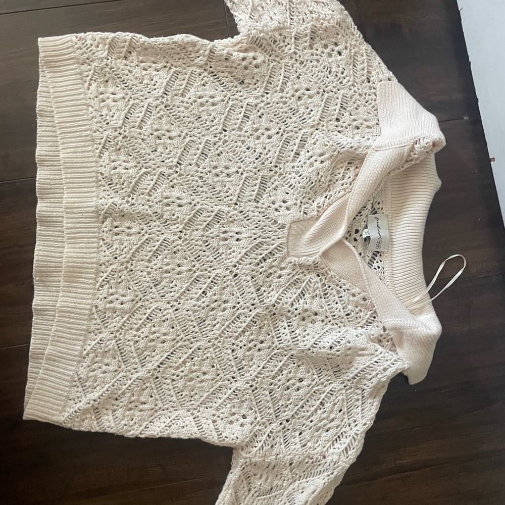 Cream Cardigan with Knit Pattern